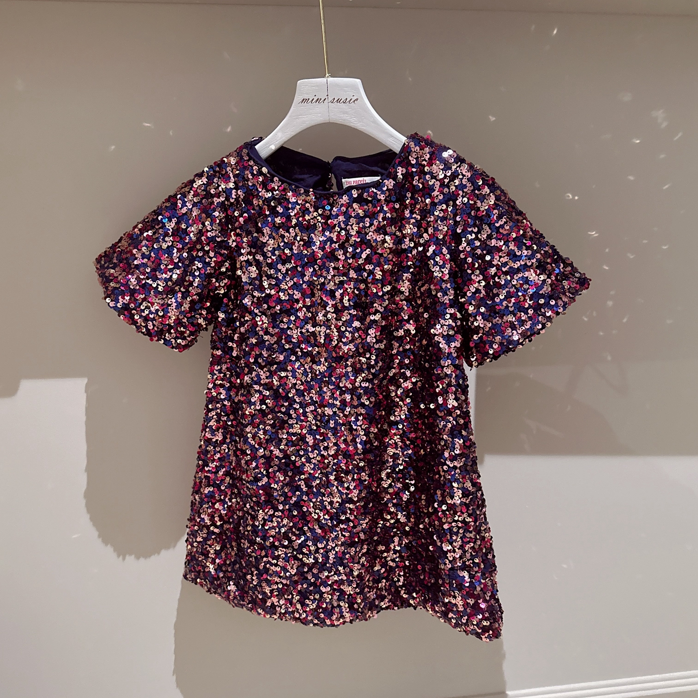 3-10法系女童亮片blingbling短袖连衣裙圣诞新年礼服裙