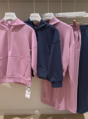 亲子款4-11女童垂感弹力运动面料上衣+直筒裤