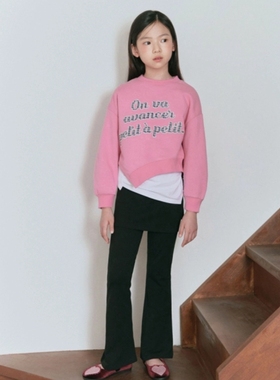 自留110-155韩系高端女童假两件弹力薄款喇叭长裤