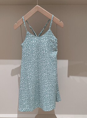 包邮100-160日系女童雪纺碎花可调节吊带连衣裙吊带裙