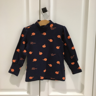 包邮自留110-165韩国童装两色半高领泡泡袖高弹磨毛长袖打底衫T恤