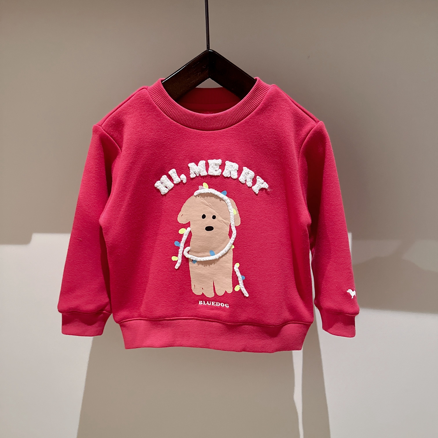 包邮100-155韩系男女童字母小狗加绒套头卫衣