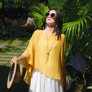 宫佩Cocoa小苏纯色套头雪纺披肩旅游拍照防晒外搭配裙子大码