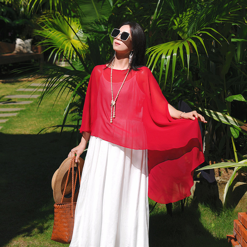 【宫佩Cocoa小苏】纯色套头雪纺披肩时尚百搭洋气旅游拍照防晒围