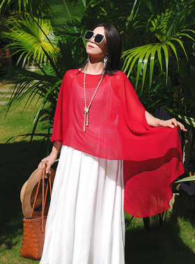 【宫佩Cocoa小苏】纯色套头雪纺披肩时尚百搭洋气旅游拍照防晒围