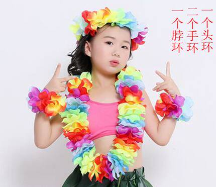 新款夏威夷草裙夏威夷花环套装 舞蹈表演用 胸环 头环 手环四件套