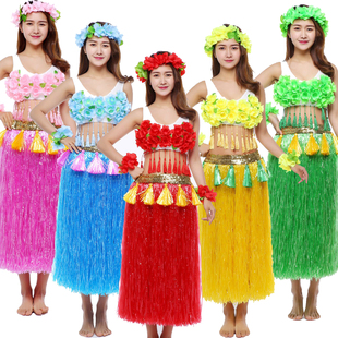 夏威夷草裙花环表演套装成人男士女士双层加厚草裙舞服装80CM套装