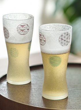 日本aderia石冢硝子丸纹樱花磨砂啤酒杯玻璃威士忌对杯结婚礼物