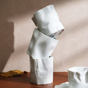 日本Ceramic Japan 陶瓷咖啡杯crinkle小松诚褶皱马克杯复古水杯