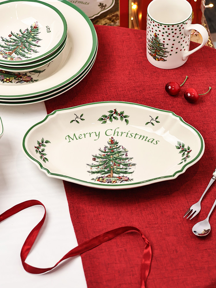 英国进口Spode圣诞树系列陶瓷餐盘复古圣诞节礼物水果点心盘餐具