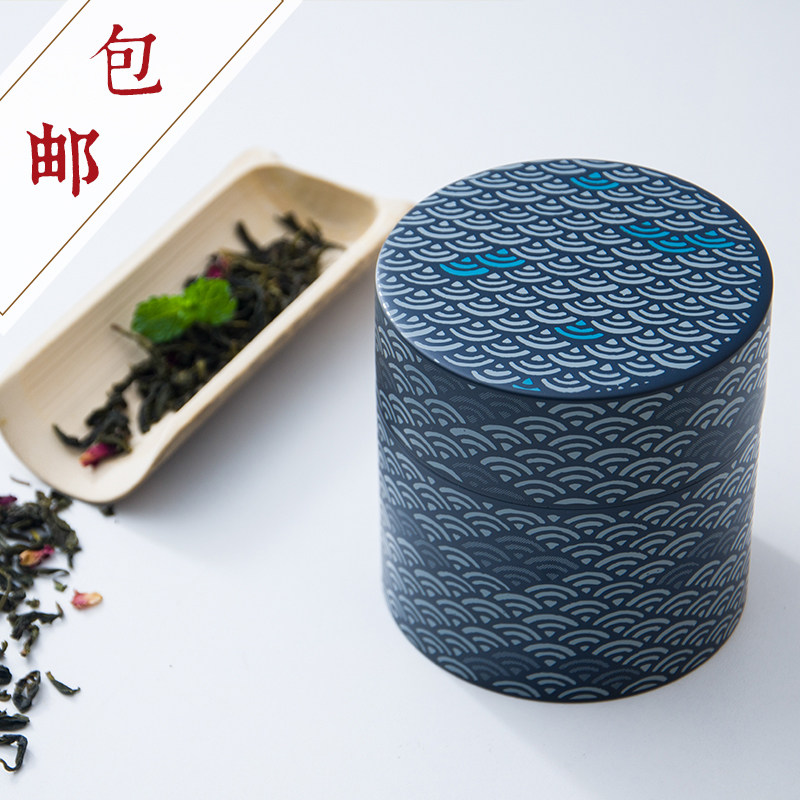 壹见喜日本进口hakoya青海波漆器茶叶罐茶叶盒树脂咖啡豆罐储物盒