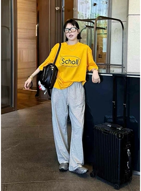 秒发诗歌兰女装2025夏款  58226潮流个性圆领中长款字母短袖T恤女