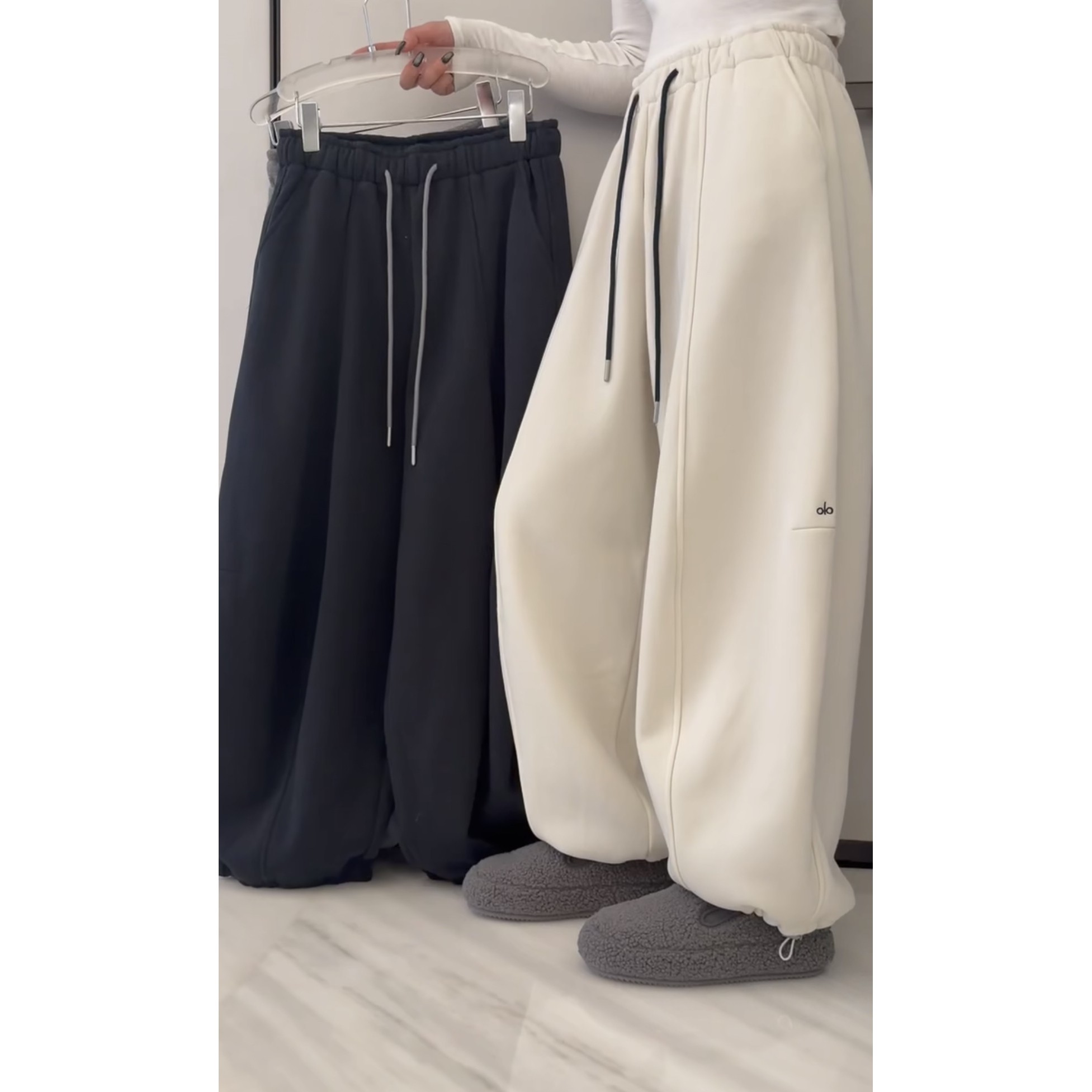 诗歌兰25-1038女装2025冬款时尚百搭松紧腰抽绳宽松休闲裤女