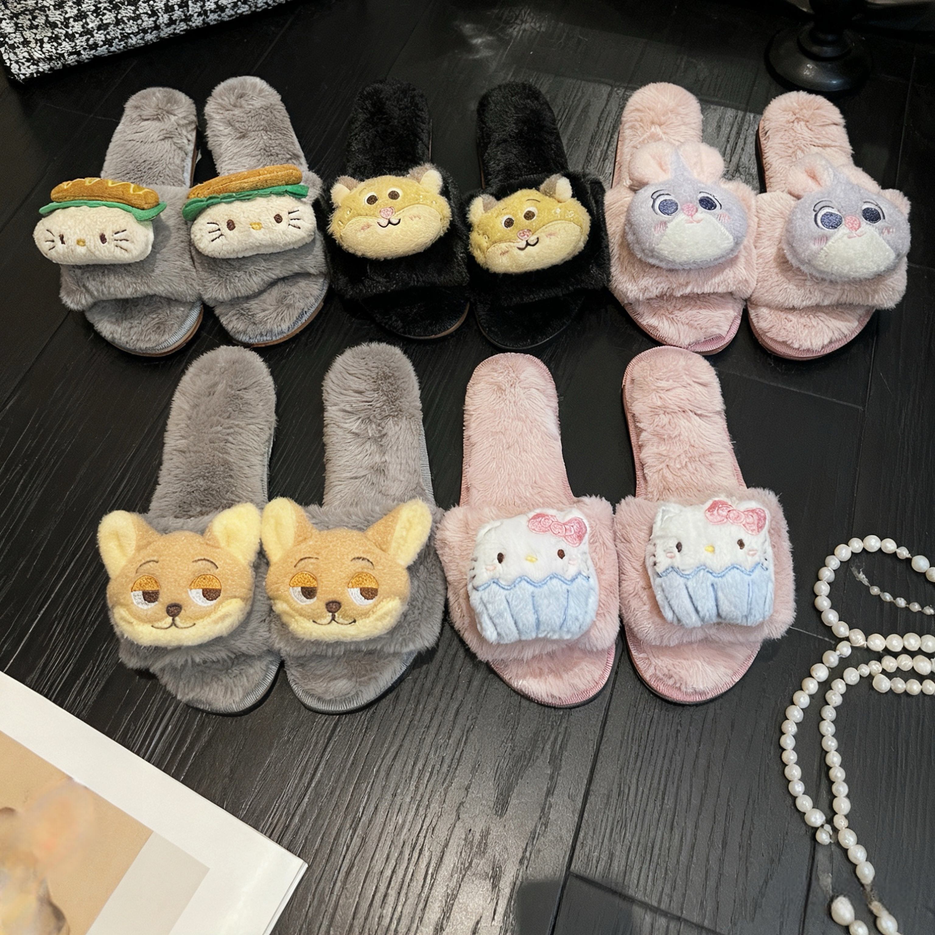 发小姐秋冬卡通新款ins毛绒防滑外穿棉拖鞋室内家居毛毛拖鞋女