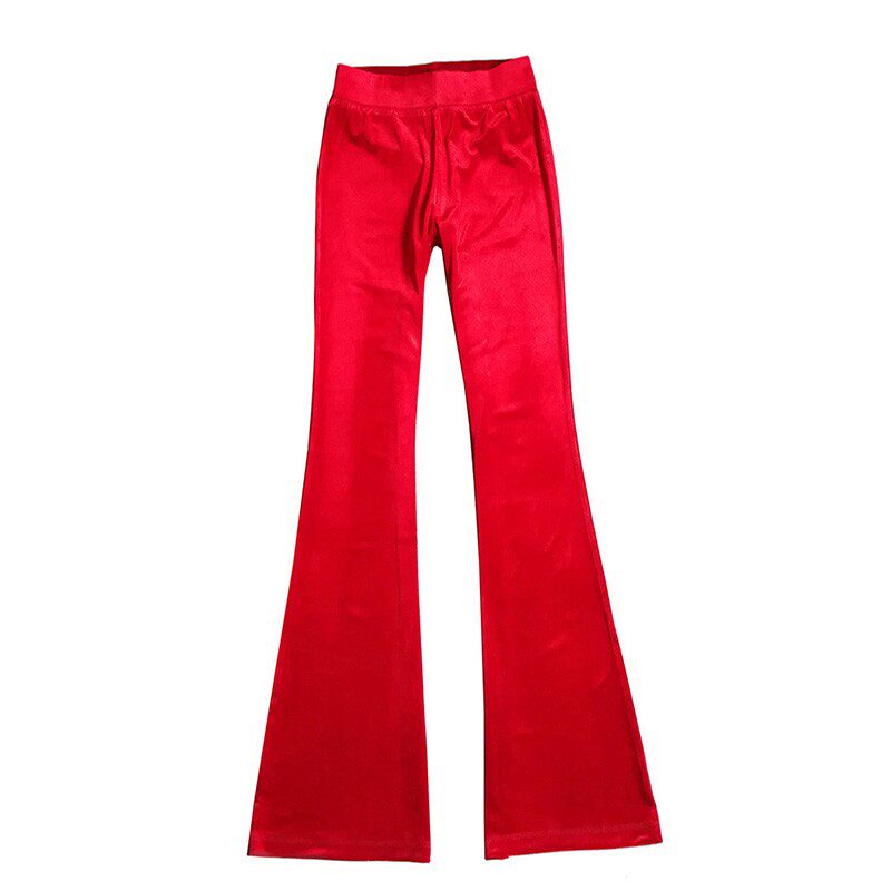 新年红金丝绒光泽垂坠面料高档加长时装女裤松紧腰舒服金丝绒裤子