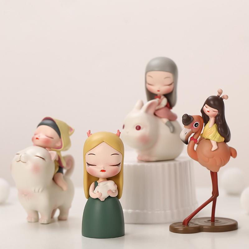 白夜童话晚安兔月光兔桌面摆件