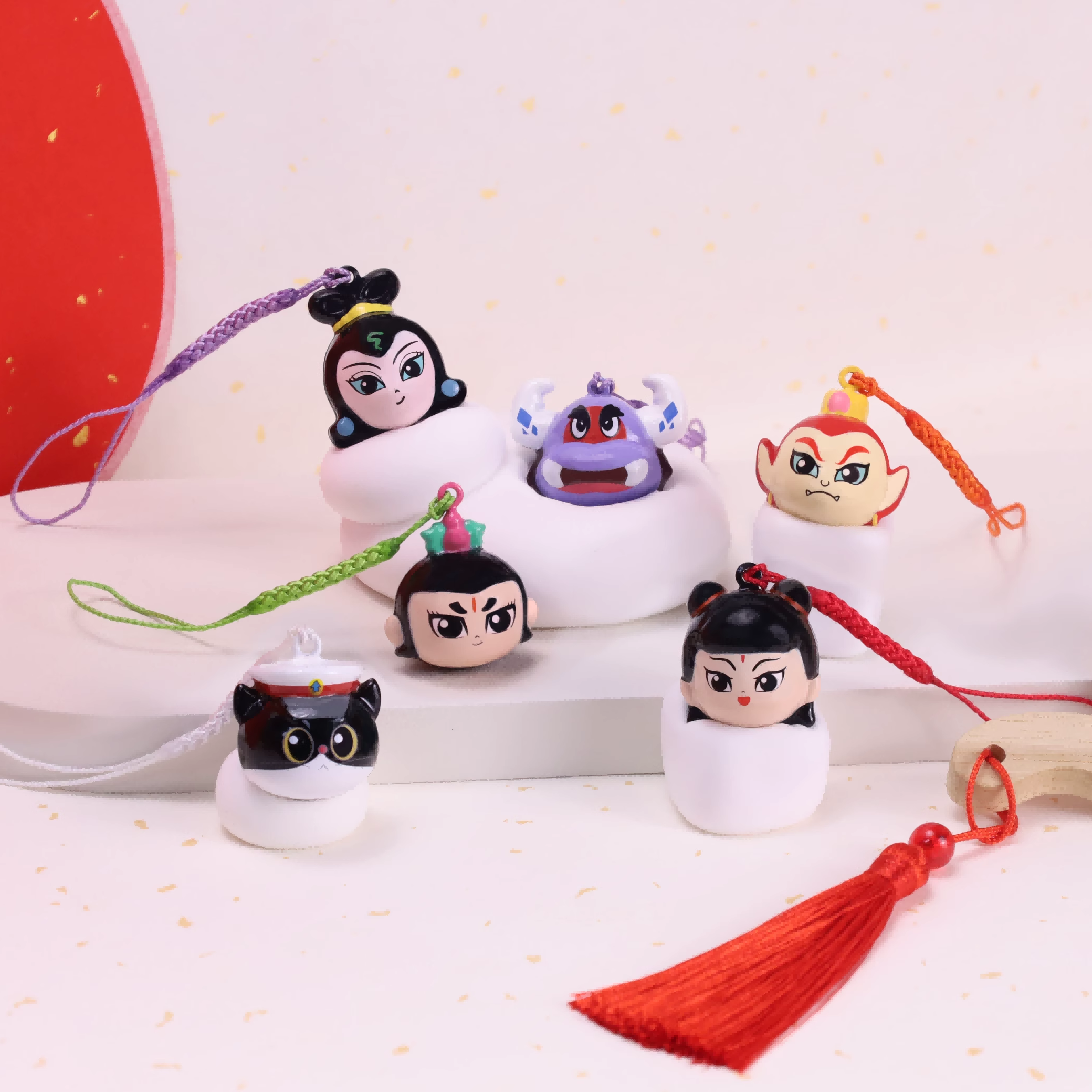 哪吒闹海葫芦娃水音铃铛手机挂件