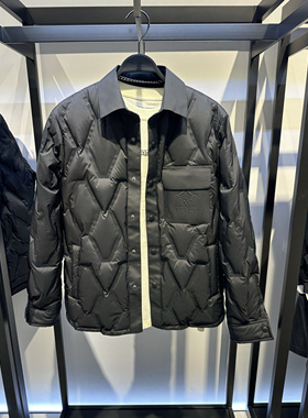 B1ACE4223/425C太平鸟男装冬季新款黑色衬衫式鹅绒保暖翻领羽绒服