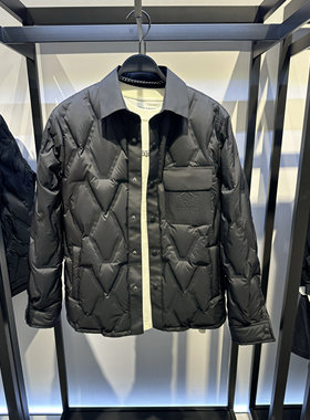 B1ACE4223/425C太平鸟男装冬季新款黑色衬衫式鹅绒保暖翻领羽绒服
