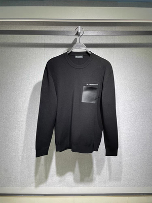 B1EBE4241 太平鸟男装2024冬季新款黑色百搭时尚休闲针织毛衣外套