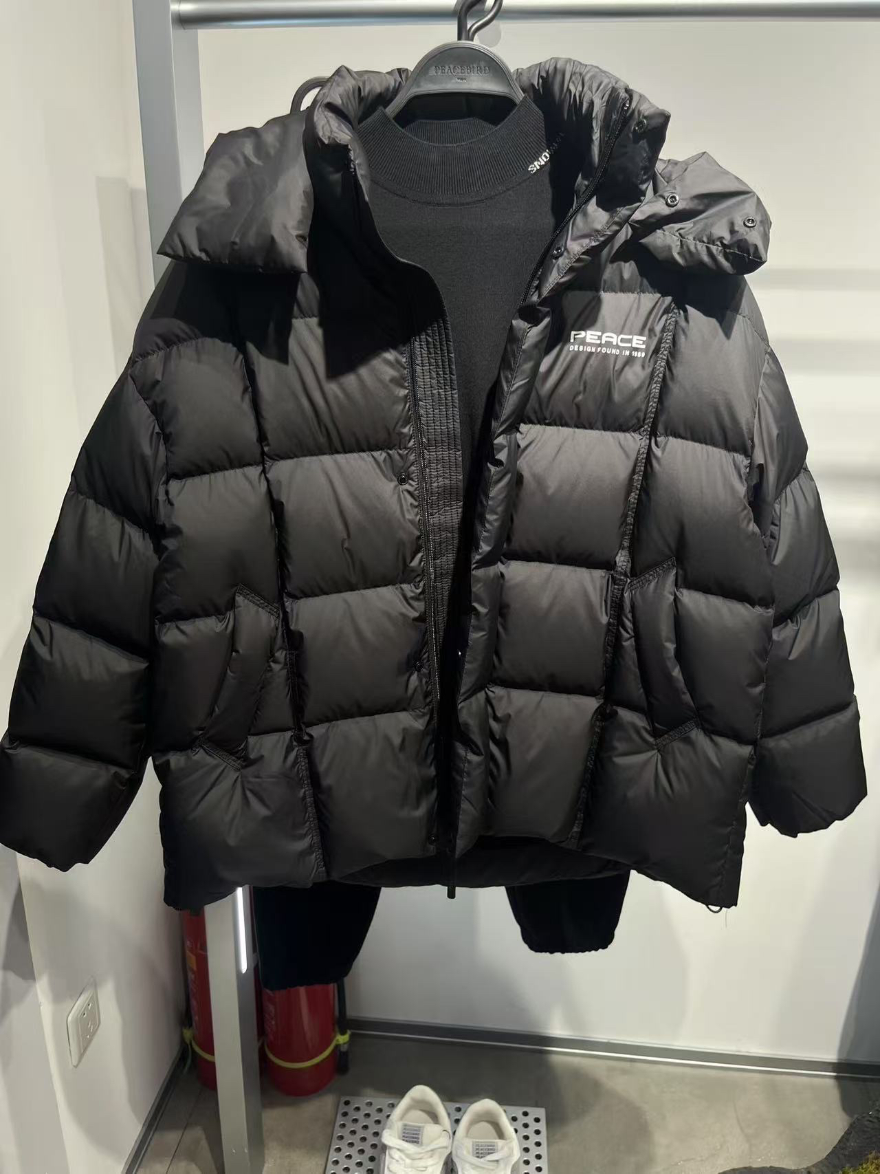 B1ACE4346 太平鸟男装2024年冬季新款时尚休闲厚款保暖连帽羽绒服