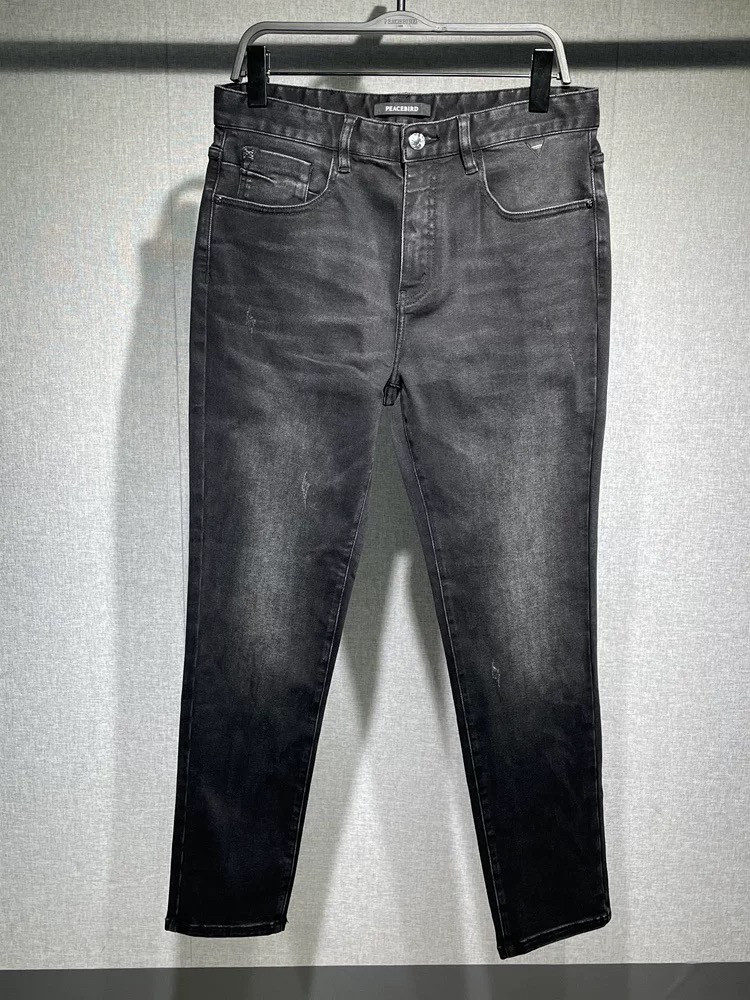 B1HAE4197 太平鸟男装2024冬季新款百搭休闲修身小脚微弹牛仔裤潮