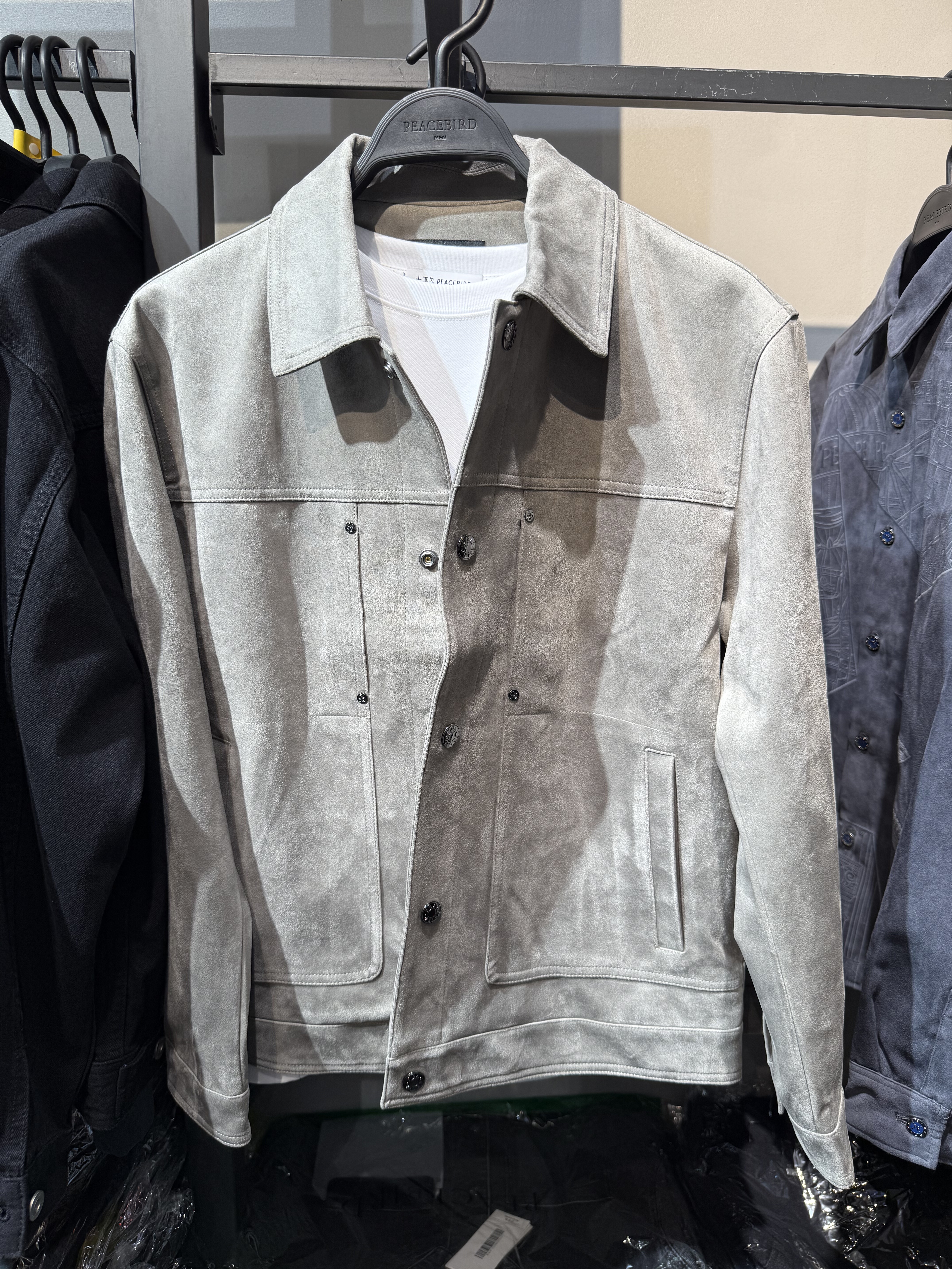 B1BCF1207 太平鸟男装秋季新款麂皮绒夹克宽松休闲百搭夹克外套潮