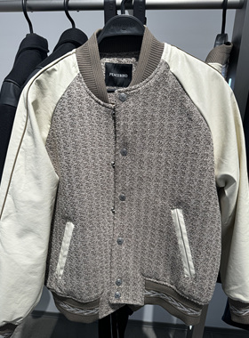 B1BCE4313 太平鸟男装2024冬季新款时尚百搭拼接棒球领羊毛夹克潮