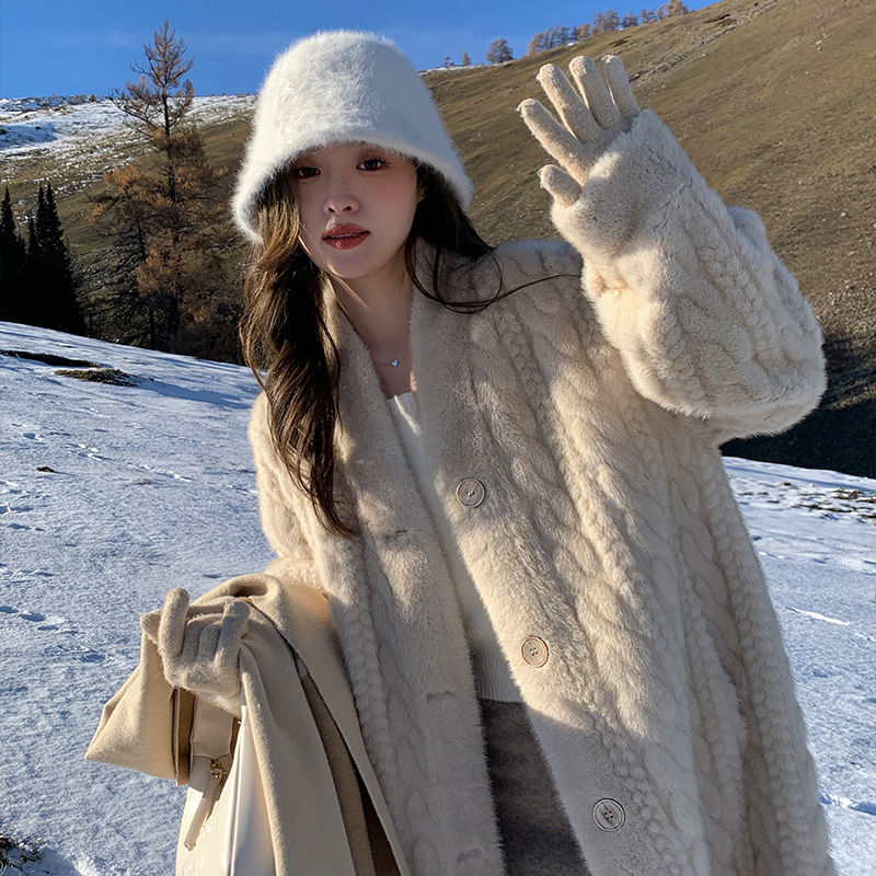 环保皮草外套冬季2025新款仿水貂