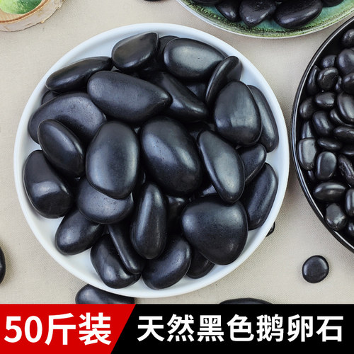 50斤黑色鹅卵石园林铺地庭院造景