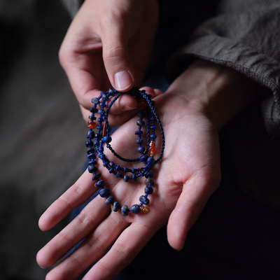 封面是花老青金高古老玛瑙长项链