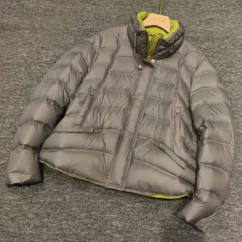 86D008冬新款面包服拼色立领女装短款加厚90白鸭绒羽绒服外套时尚