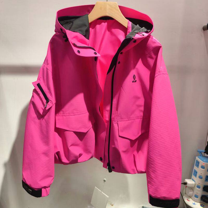 春季新款欧洲站防风连帽女装长袖短款夹克外套风衣时尚百搭8805