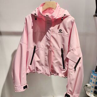 春季新款欧洲站防风连帽女装长袖短款夹克外套风衣时尚百搭8806