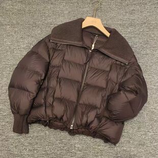 W27510冬新款针织大领女装短款加厚90白鸭绒羽绒服外套时尚显瘦