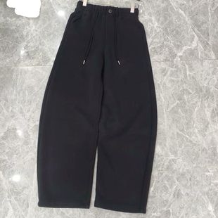 时尚 6605冬欧洲站新款 阔腿弯刀裤 棉弹加绒长裤 百搭休闲 棉纤维女装