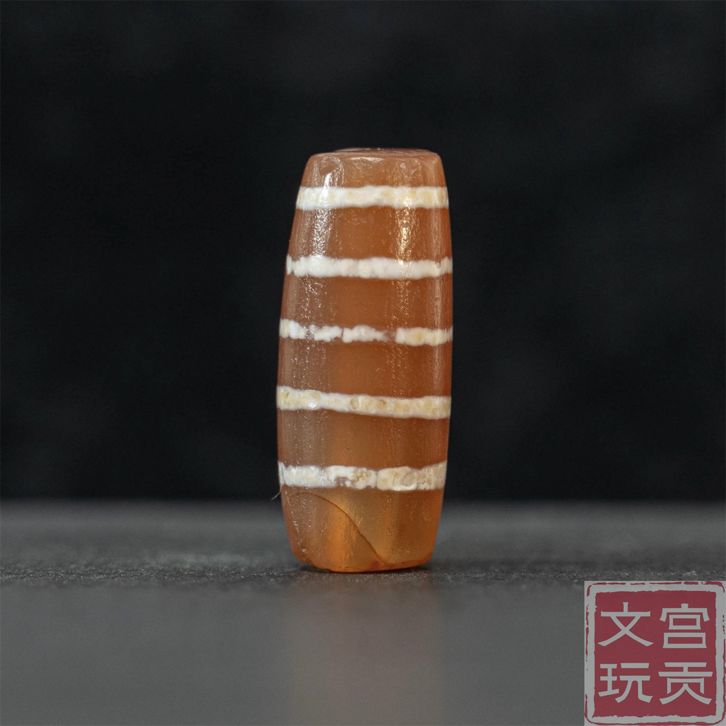 宫贡文玩千年五线红玉髓线珠天珠玛瑙成色好散珠配珠配饰配件