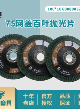 固锐尖强75网盖百叶片轮砂布轮金属抛光片100*16页轮60#80#320#