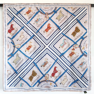 欧美骏马图案双面真丝110大方巾男女通用百搭时尚丝巾披肩围巾