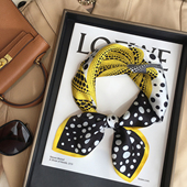 春秋季 饰丝绸53cm小方巾 真丝围巾桑蚕丝丝巾波点南瓜小领巾职业装