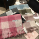 高档WOOL100%纯羊毛围巾女冬季 百搭格纹保暖羊绒披肩两用长款 围脖