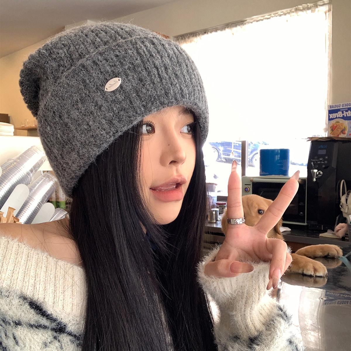 小溜家 10月21日新品上架 韩国喷毛铁片堆堆帽防晒遮阳帽子