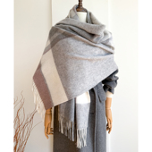 加大版 精选澳洲格纹WOOL100%羊毛围巾长款 流苏披肩两用保暖围脖