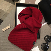 小溜家冬季 新款 百搭WOOL100%羊毛围巾女户外竖纹纯色羊绒保暖围脖