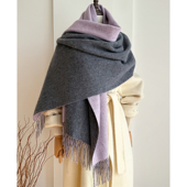 加大版 澳洲羊毛WOOL100%羊毛围巾加大加厚纯色双面披肩保暖围脖