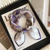 杭州丝绸2025春季 水仙花100%桑蚕丝真丝丝巾女领巾53cm小方巾围巾