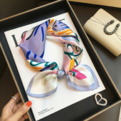 杭州丝绸女春秋季 围巾涂鸦小马100%桑蚕丝真丝丝巾领巾53cm小方巾