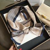 丝巾女真丝飘带 几何100%桑蚕丝围巾长款 小溜家2026春季 百搭设计款