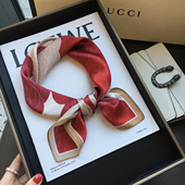 春秋季 饰杭州丝绸53cm小方巾 花团锦簇100%桑蚕丝围巾真丝丝巾女装