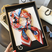 杭州丝绸韩国七彩花朵真丝围巾披肩女100%桑蚕丝丝巾领巾70cm方巾